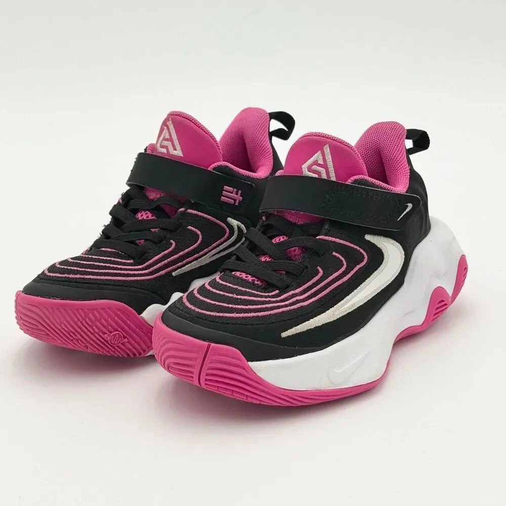 Nike Giannis Immortality 4 Hook and Loop Slip-On Black Laser Fuchsia White Sneak